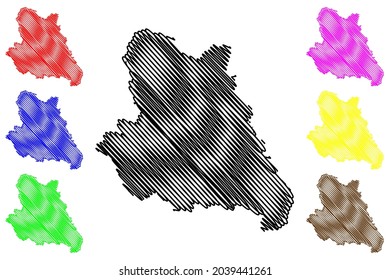 Warendorf district (Federal Republic of Germany, State of North Rhine-Westphalia, NRW, Munster region) map vector illustration, scribble sketch Warendorf map