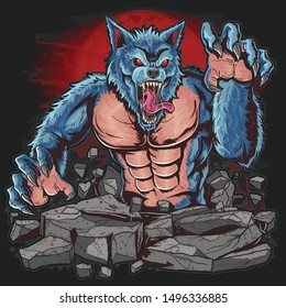 Warewolf Dark Night Horor Ware Wolf artwork vector 