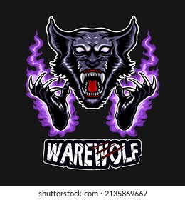 Warewolf Head and Hands vector Illustration