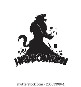  warewolf silhouette vector illustration for halloween