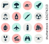 Warfare Icons Set. Collection Of Atom, Slug, Cutter And Other Elements. Also Includes Symbols Such As Weapons, Chopper, Order.