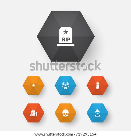 Warfare Icons Set. Collection Of Cranium, Slug, Dangerous And Other Elements. Also Includes Symbols Such As Oficer, Soldier, Head.