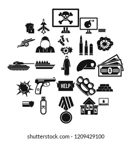 Warfare icons set. Simple set of 25 warfare vector icons for web isolated on white background