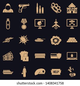 Warfare icons set. Simple set of 25 warfare vector icons for web for any design