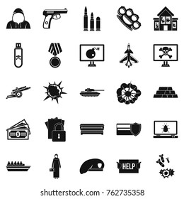 Warfare icons set. Simple set of 25 warfare vector icons for web isolated on white background