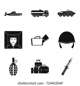 Warfare icons set. Simple set of 9 warfare vector icons for web isolated on white background