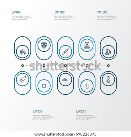 Warfare Outline Icons Set. Collection Of Fugitive, Cutter, Rip And Other Elements. Also Includes Symbols Such As Artillery, Bio, Fugitive.