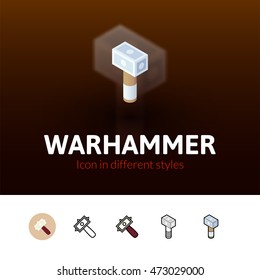 Warhammer color icon, vector symbol in flat, outline and isometric style isolated on blur background