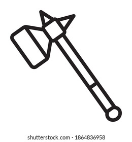 Warhammer or war hammer blunt weapon line art vector icon for games and websites