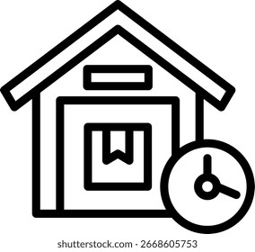 Diseño de Vector de icono de línea de almacén