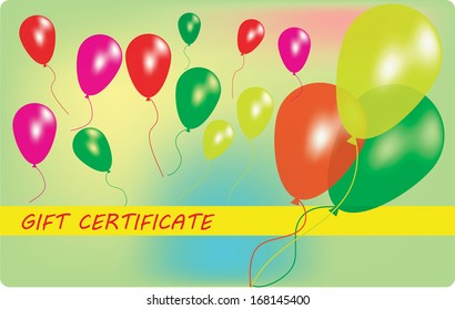 Wariant of gift certificate with balloons. E