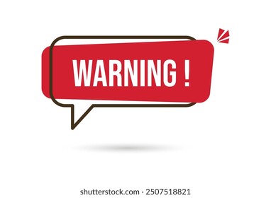 Waring speech bubble sign icon, important mark, warning speech bubble. Speech bubble with warning mark. Red attention sign icon. Warning or Message Interface. important message or alert. Vector 