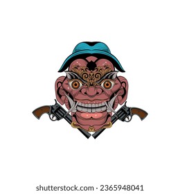 warior culture symbol fighter evil face