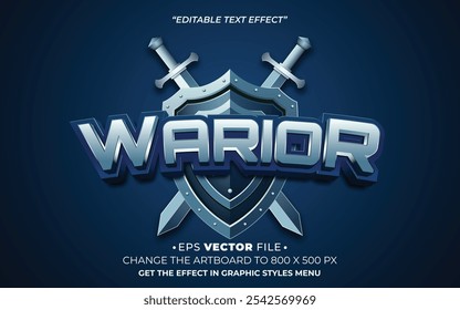 Warior editable text effect vector 3d for game 