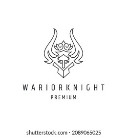 Warior Knight logo linear style icon on white backround
