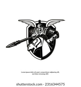 warior logo e sport vector logo illustratration design style