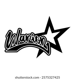 Warior Logo Initial Typography Y2K Logo Patch Apparel Fashion Vector Design K65, Commercial Use