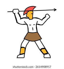 warior soldier roman greek line icon vector. warior soldier roman greek sign. isolated symbol illustration