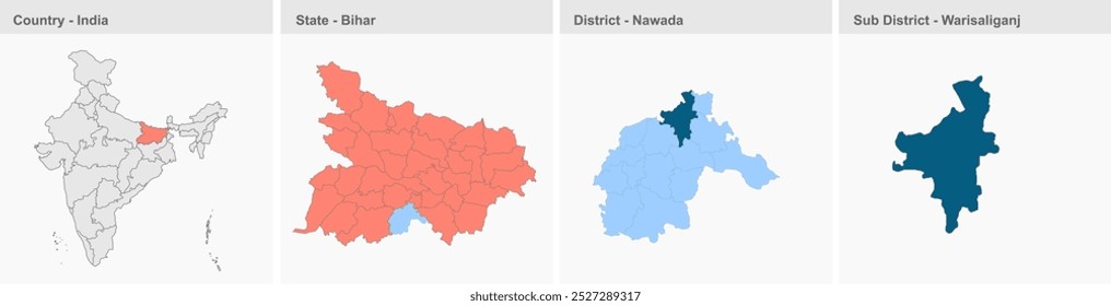 Warisaliganj map (District Nawada,State Bihar, Republic of India), Nawada District, Bihar State, Republic of India, Government of Bihar, Indian territory, Eastern India, politics, village, tourism