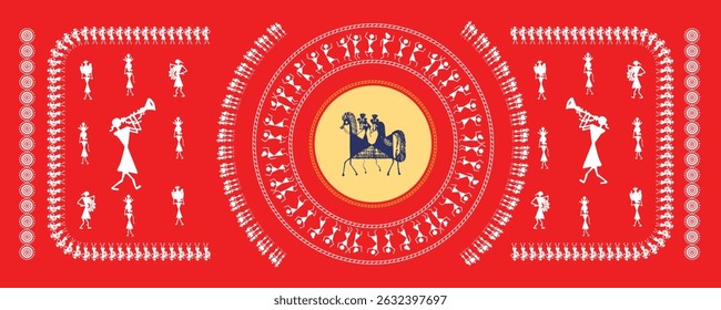 Warli Art: Indian Marriage Celebration - Traditional Wedding Scene. Warli art, Indian wedding, Tribal art India, Warli painting