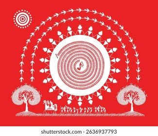 Warli Art: Indian Marriage Celebration - Traditional Wedding Scene. Warli art, Indian wedding, Tribal art India, Warli painting