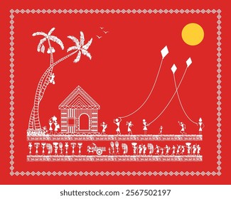 Warli Art: Makar Sankranti Celebration in Rural India. Indian tribal art, Warli painting, Makar Sankranti rural life, Warli village art.