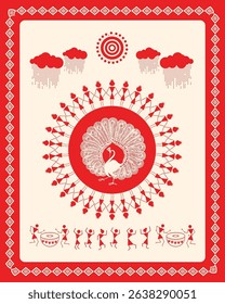 Warli Art: Peacock and Monsoon Celebration - Rhythms of Rain. Warli art, Monsoon celebration, Indian tribal art, Warli peacock