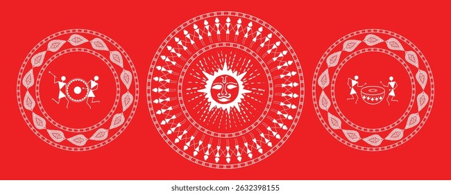 Warli Art: Surya Puja - Traditional Sun Worship Ritual. Warli art, Surya Puja, Indian tribal art, Sun worship