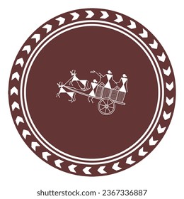 Wandplatten aus Warli, brauner Plattendekor, bearbeitbarer Hintergrund 