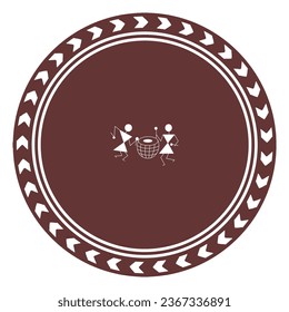 warli art wall plates , brown plate wall decor , editable background color 