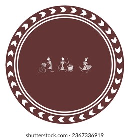 Wandplatten aus Warli, brauner Plattendekor, bearbeitbarer Hintergrund 