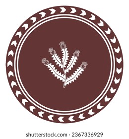 warli art wall plates , brown plate wall decor , editable background color 