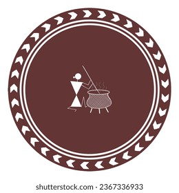 Wandplatten aus Warli, brauner Plattendekor, bearbeitbarer Hintergrund 