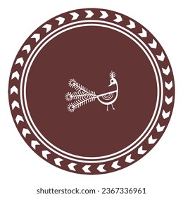 warli art wall plates , brown plate wall decor , editable background color 