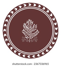 warli art wall plates , brown plate wall decor , editable background color 