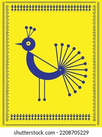 Warli painting beautiful peacock art, vector, painting, illustration, wallpaper