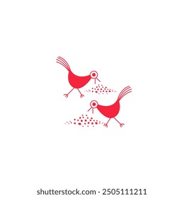 Warli painting,, cute birds, indian folk art