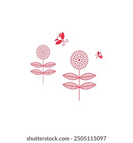 Warli painting flower with flying bees