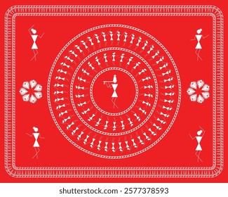 Warli Painting: A Glimpse of the Divine Love of Radha Krishna. Warli art, Indian tribal art, Warli painting, Radha Krishna, Rasa Leela Warli