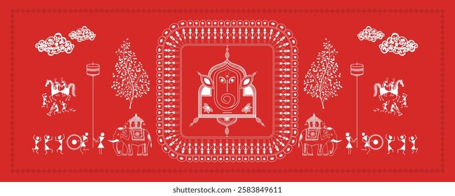 Warli Painting: A Glimpse into the Ganesh Chaturthi Celebration. Warli art, Indian tribal art, Warli painting, Ganesh Chaturthi Warli.