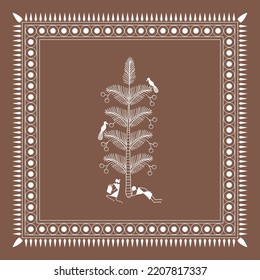 Warli painting , indian tribal art , warli border