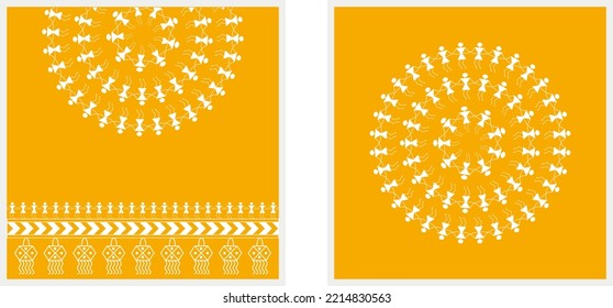 Warli painting , indian tribal art , greeting  card , Diwali festival , Happy diwali 