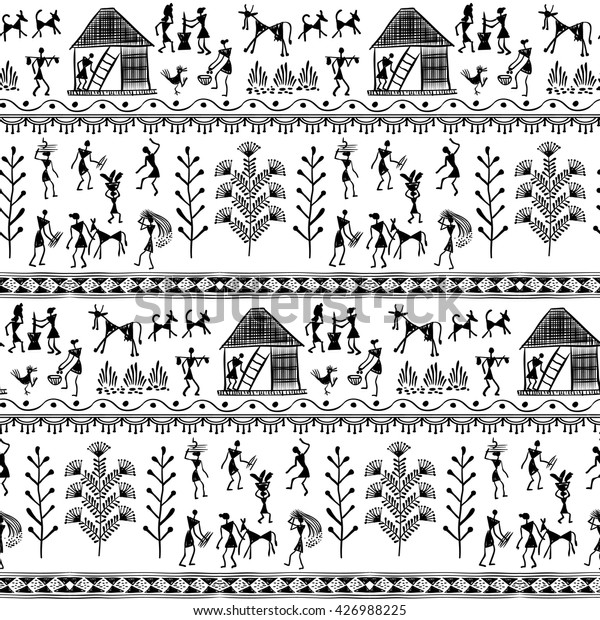 Suchen Sie Nach Warli Malerei Nahtloses Muster Handgezeichnet Stockbildern In Hd Und Millionen Weiteren Lizenzfreien Stockfotos Illustrationen Und Vektorgrafiken In Der Shutterstock Kollektion Jeden Tag Werden Tausende Neue Hochwertige Bilder