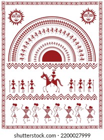 Warli painting showing festival dance form of India