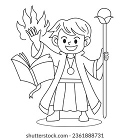 Warlock magic Halloween colouring page for kid vector image