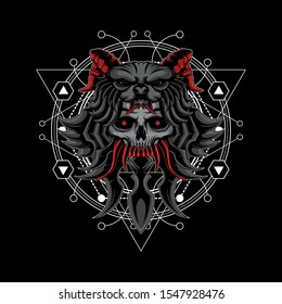 warlord skull sacred geometry illustration