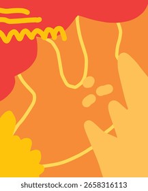 Warm Abstract Background with Bold Organic Shapes and Hand Drawn Elements