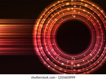 warm abstract circle background, digital overlap layer line, simple technology design template, vector illustration