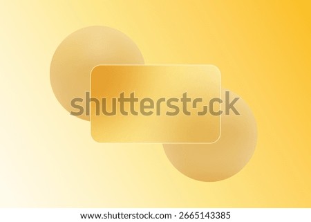 Warm abstract composition with yellow spheres and a matte rectangle on a gradient background. Glass morphism. Eps 10