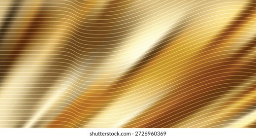 Interior Abstractas cálido con luz dorada y fondo de patrón de línea curva eps10